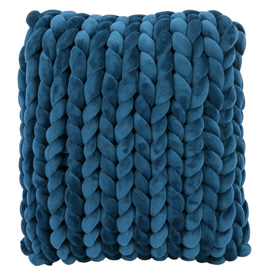 Chunky Hand Knitting Cushion Kit - Blue