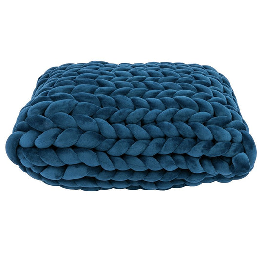 Chunky Hand Knitting Cushion Kit - Blue side