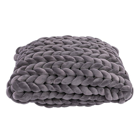 Chunky Hand Knitting Cushion Kit - Grey side
