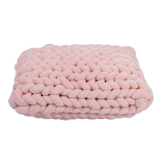 Chunky Hand Knitting Cushion Kit - Pink flat
