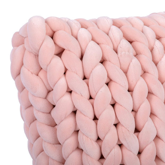 Chunky Hand Knitting Cushion Kit - Pink close up