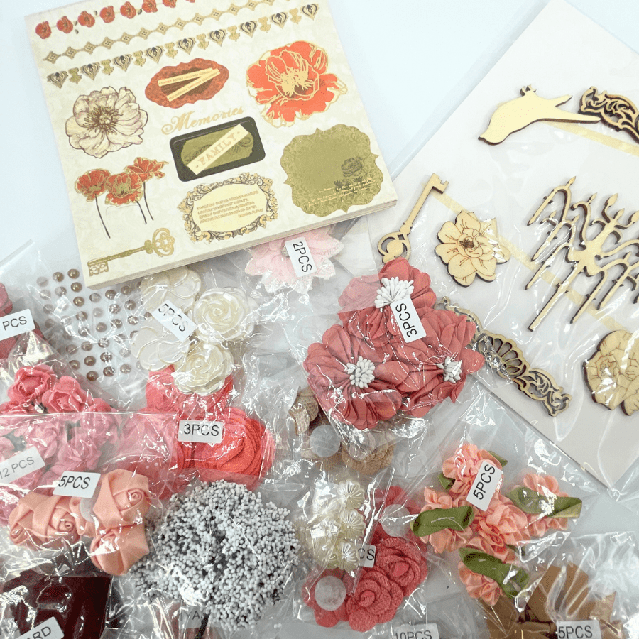 Pink Poppy Embellishment Collection - 19 Packs & 1 Paper Pad