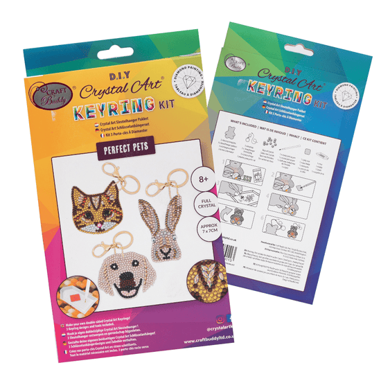"Perfect Pets" Crystal Art Keyring Kit x 3