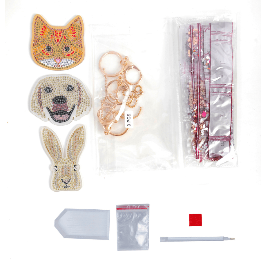 "Perfect Pets" Crystal Art Keyring Kit x 3