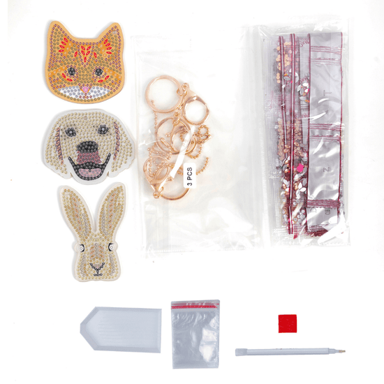 "Perfect Pets" Crystal Art Keyring Kit x 3