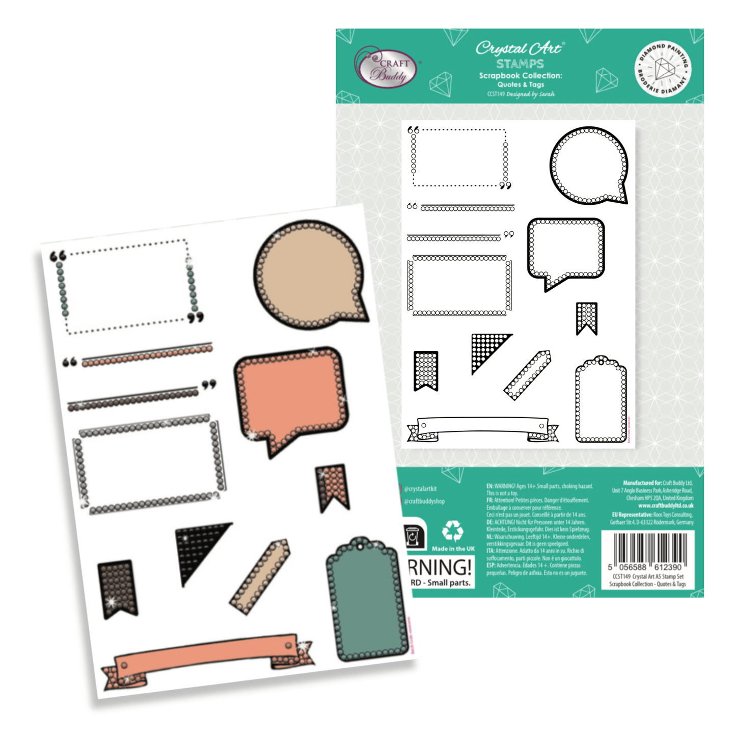 Quotes & Tags Crystal Art A5 Scrapbook Stamp Set