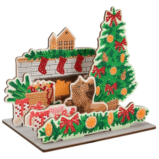 "Festive Fireplace" 3D Crystal Art Scene