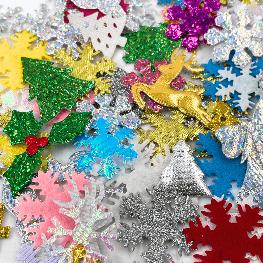 200 x Mixed Sparkle Christmas Embellishments