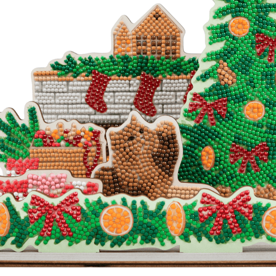 "Festive Fireplace" 3D Crystal Art Scene