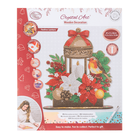 Festive Lantern Crystal Art Wooden Decoration Kit