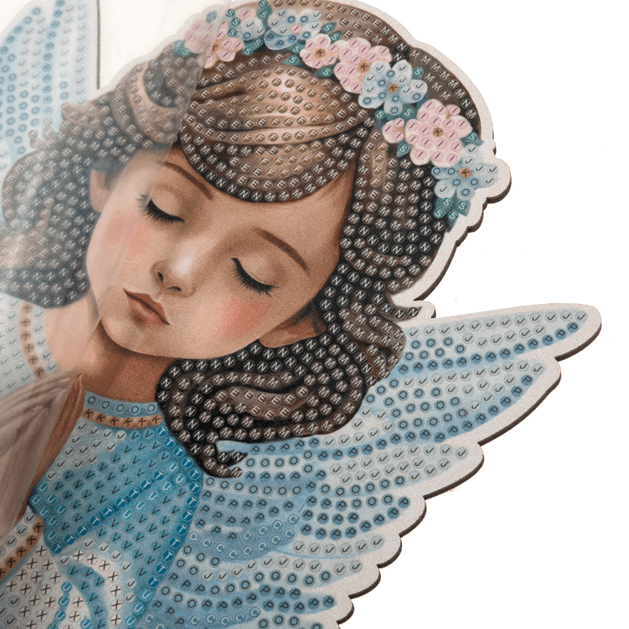Angel Boy and Girl Crystal Art Wooden Decoration Set2 3