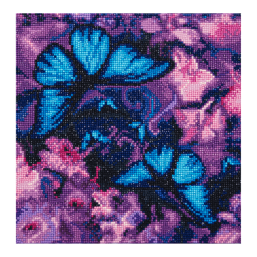 "Blue Violet Butterflies" Crystal Art Canvas Kit 30x30cm