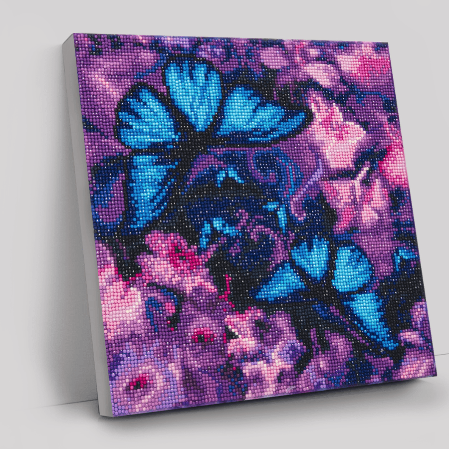 "Blue Violet Butterflies" Crystal Art Canvas Kit 30x30cm