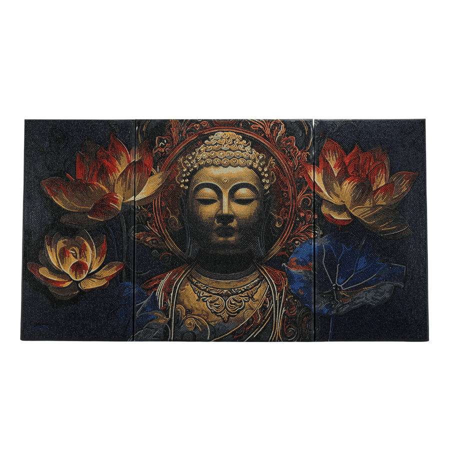 Buddha in Bloom Crystal Art Canvas Triptych