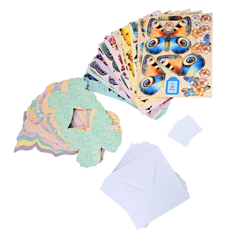 Butterfly Shaped Card Collection Card Making Kit x 32 Cards