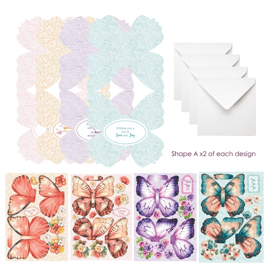 Butterfly Shaped Card Collection Card Making Kit x 32 Cards