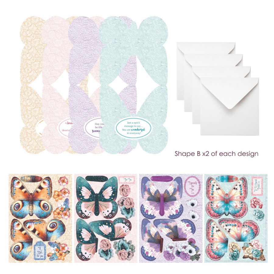 Butterfly Shaped Card Collection Card Making Kit x 32 Cards