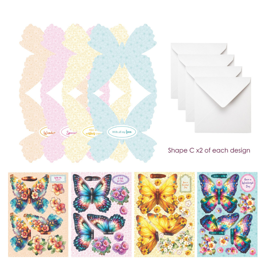 Butterfly Shaped Card Collection Card Making Kit x 32 Cards