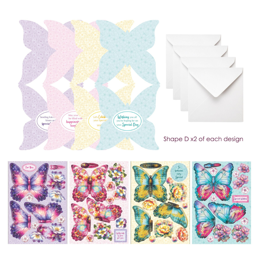 Butterfly Shaped Card Collection Card Making Kit x 32 Cards