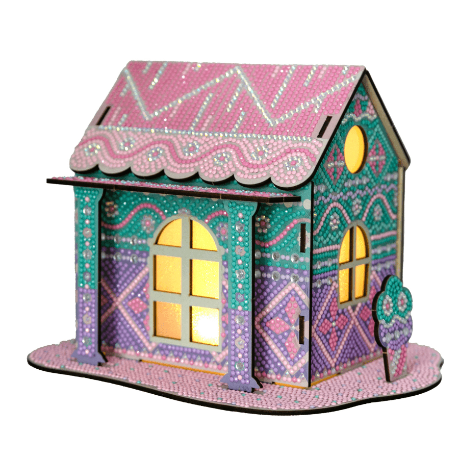Candy Cotton Cottage 3D Crystal Art LED Buildable Scene Kit