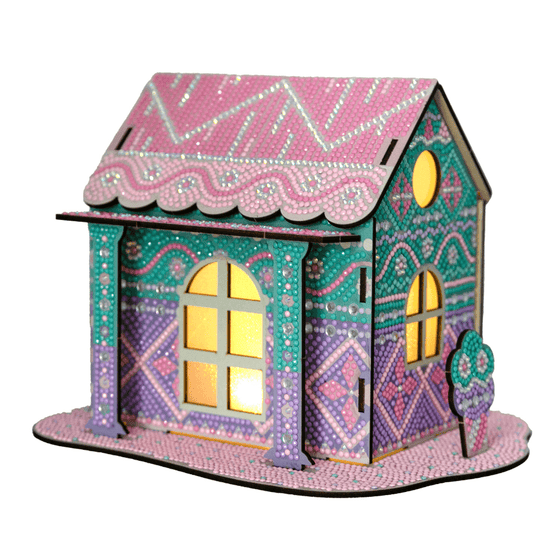 Candy Cotton Cottage 3D Crystal Art LED Buildable Scene Kit
