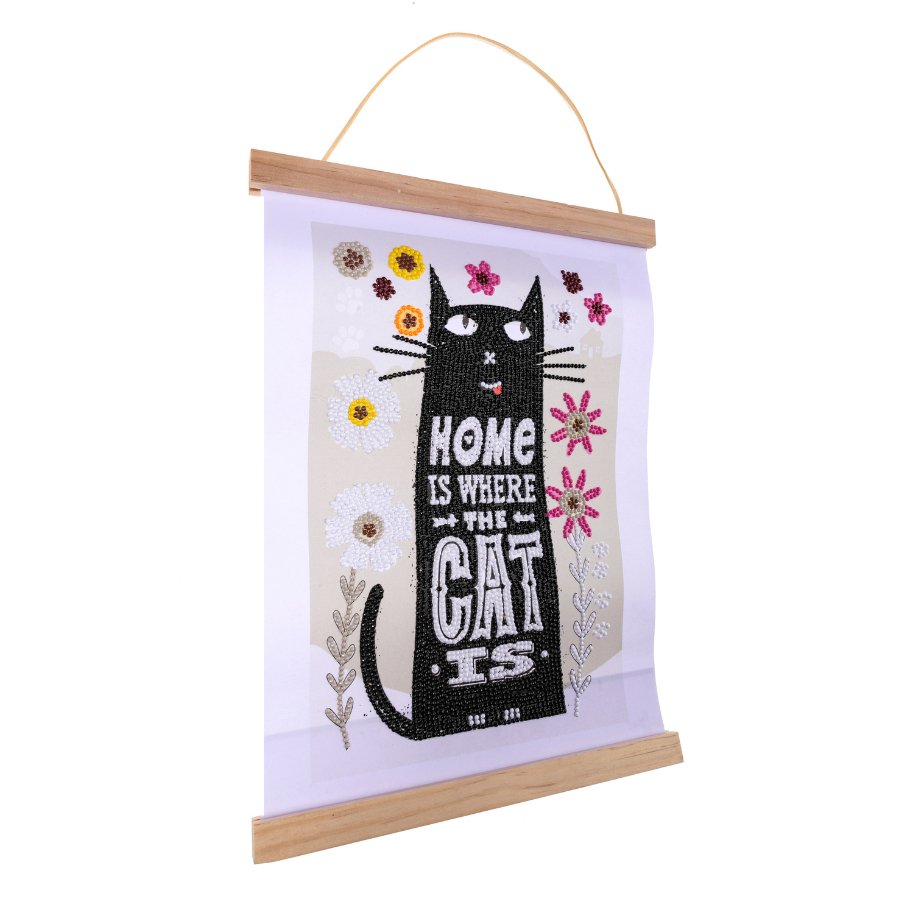 Cat At Home Mini Crystal Art Scroll Kit 20x30