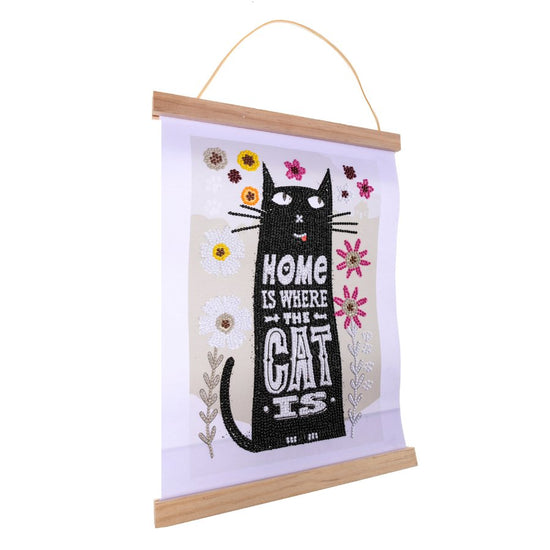 Cat At Home Mini Crystal Art Scroll Kit 20x30