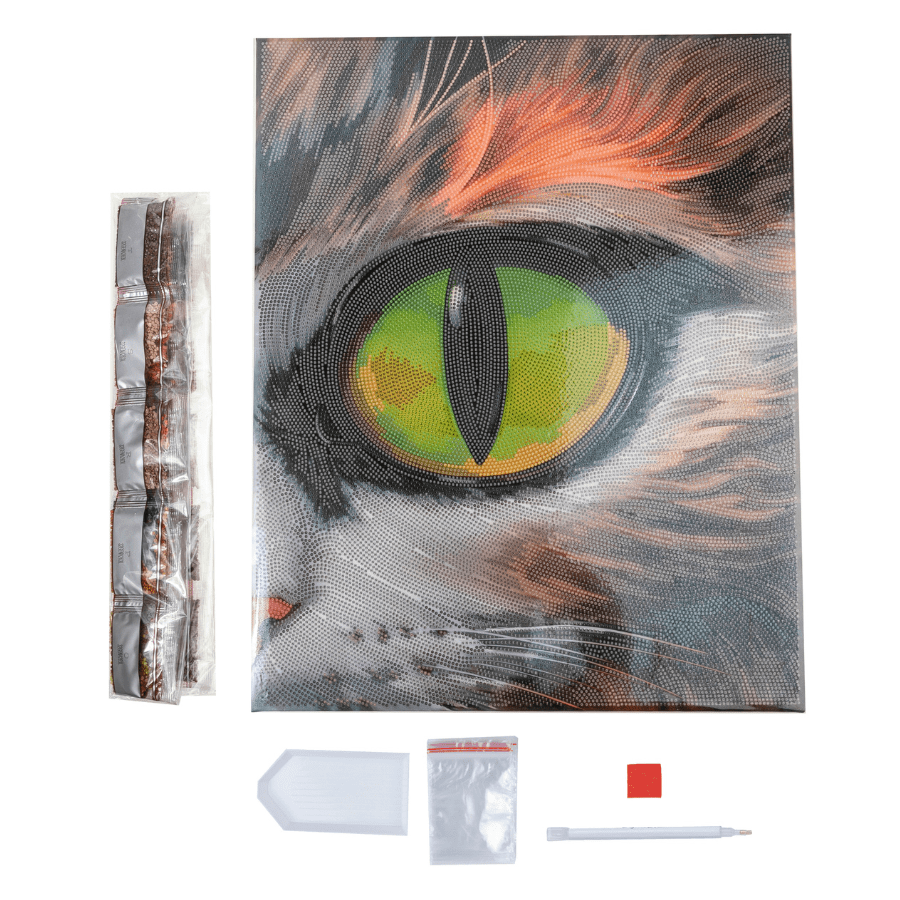 Cat Eye Crystal Art Canvas Kit 40x50 contents