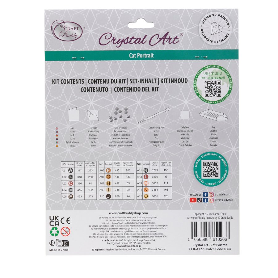 "Cat Portrait" Crystal Art Card Back Packaging