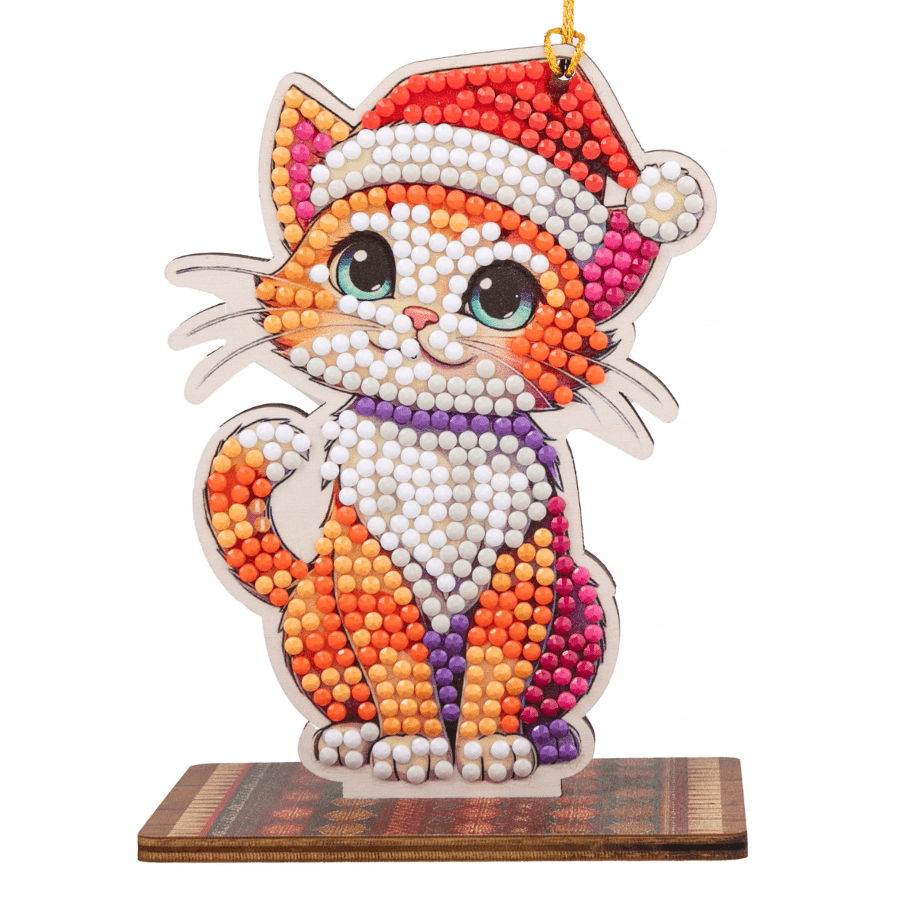 Christmas Cat Crystal Art Hanging Buddies Decoration front