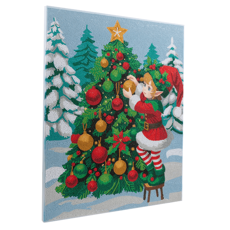 Christmas Elf Crystal Art Framed Canvas Kit angle