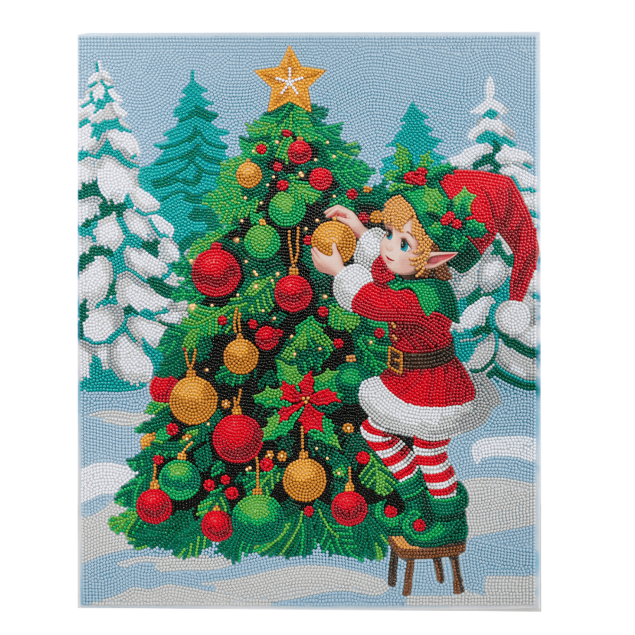 Christmas Elf Crystal Art Framed Canvas Kit design