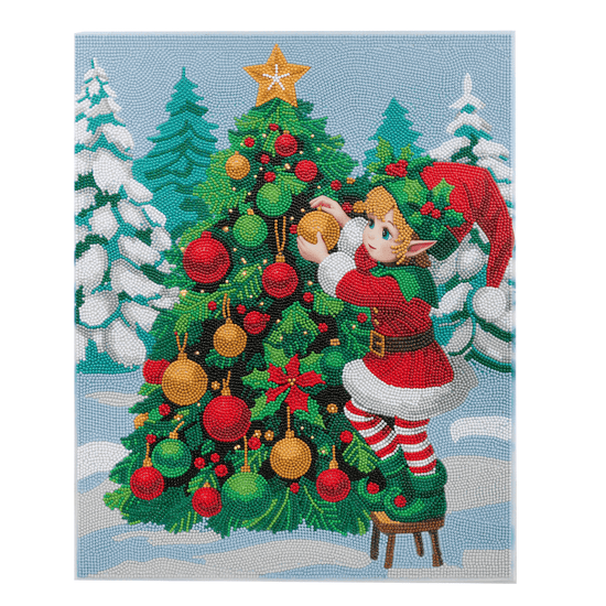 Christmas Elf Crystal Art Framed Canvas Kit design