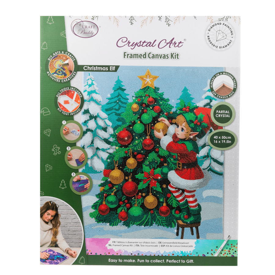 Christmas Elf Crystal Art Framed Canvas Kit pack