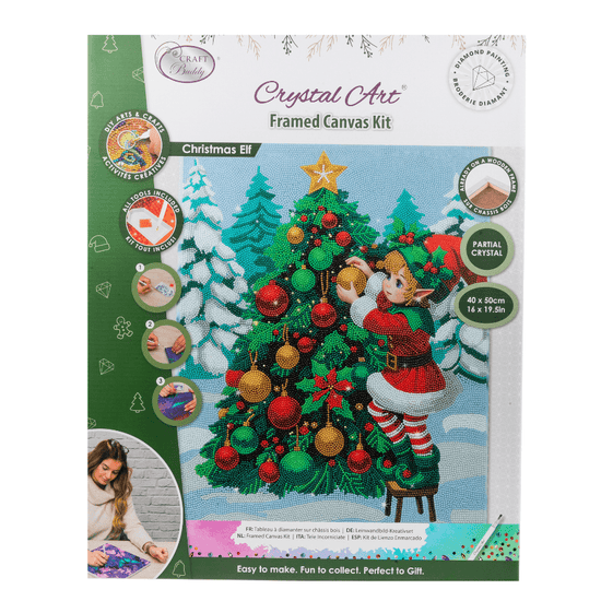 Christmas Elf Crystal Art Framed Canvas Kit pack