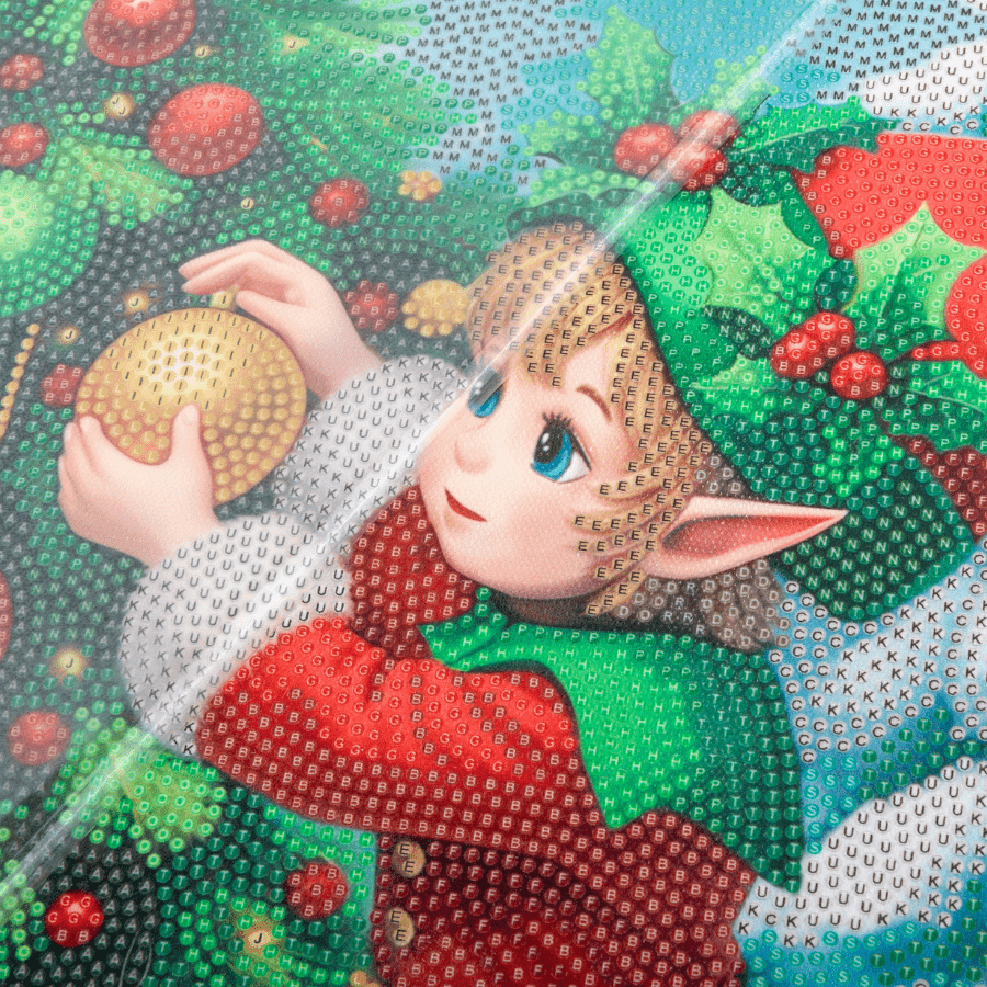 Christmas Elf Crystal Art Framed Canvas Kit template