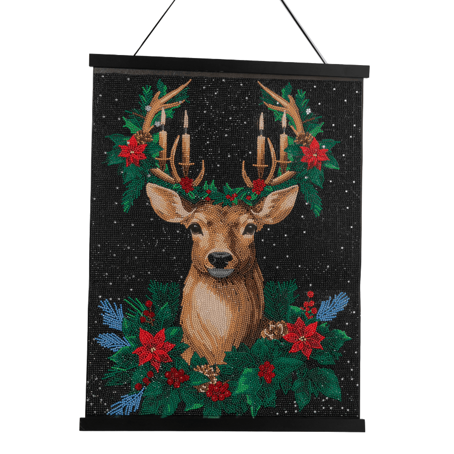 Christmas Stag Crystal Art Scroll Kit 40x50cm finished
