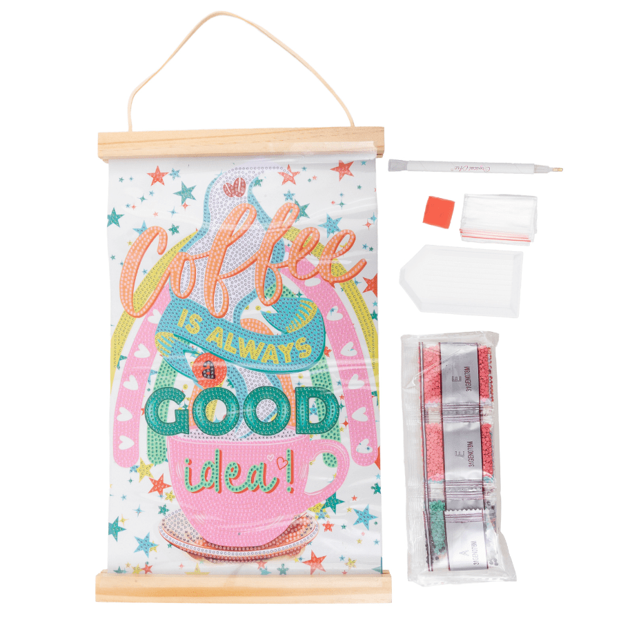 Coffee Mini Crystal Art Scroll Kit 20x30 1