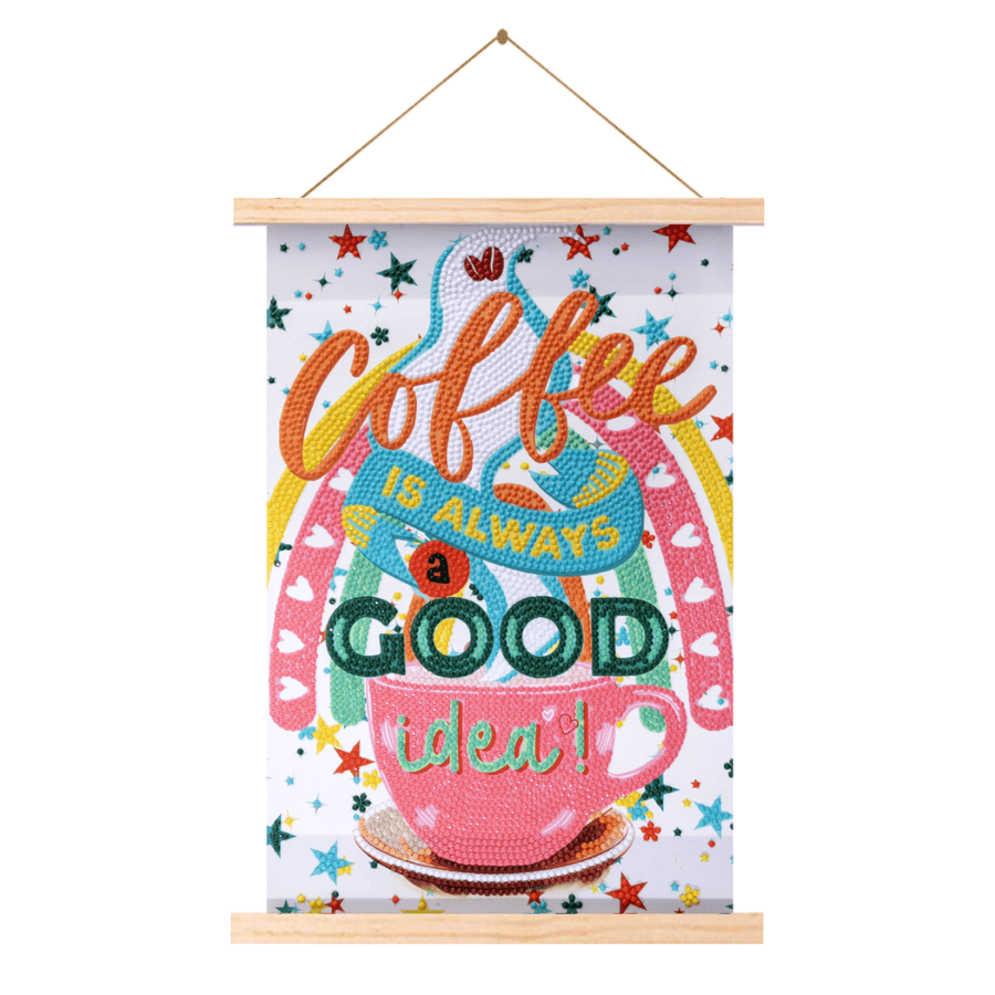 Coffee Mini Crystal Art Scroll Kit 20x30 8