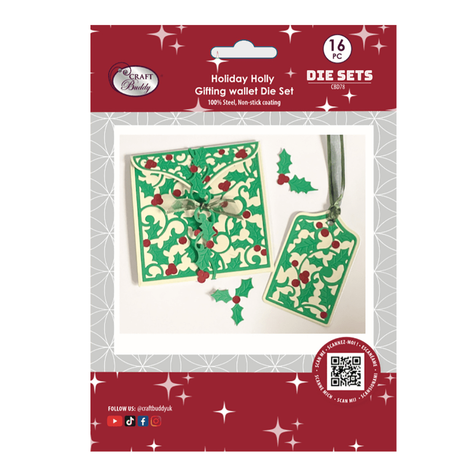 Craft Buddy Holiday Holly Gifting Wallet die set 6