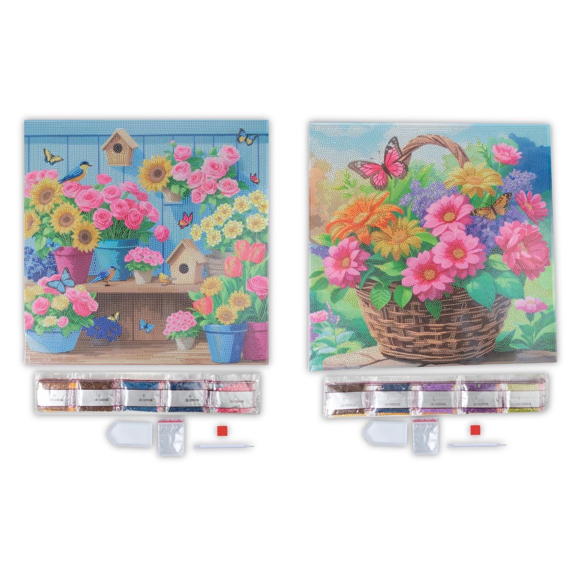 Crystal art canvas kit flowers set of 2 40x40 contents