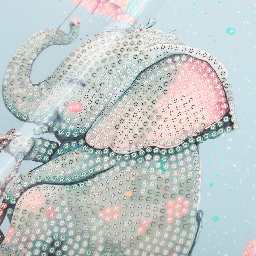 "Cute Baby Elephant" Crystal Art Card Before