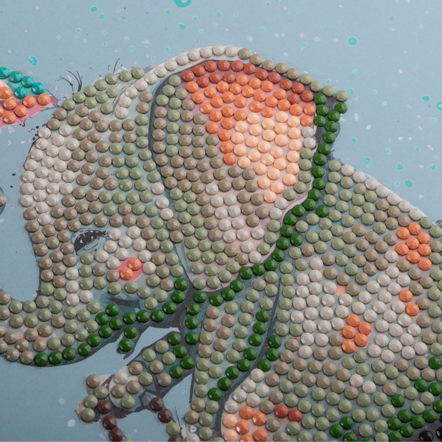 "Cute Baby Elephant" Crystal Art Card Close Up