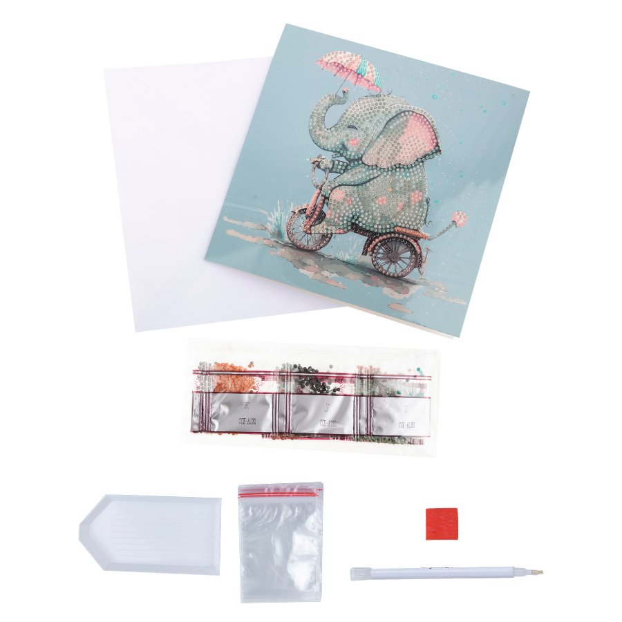 "Cute Baby Elephant" Crystal Art Card Content
