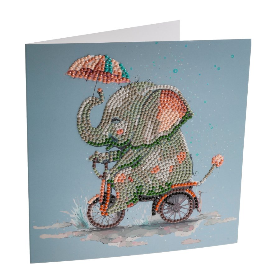 "Cute Baby Elephant" Crystal Art Card Front