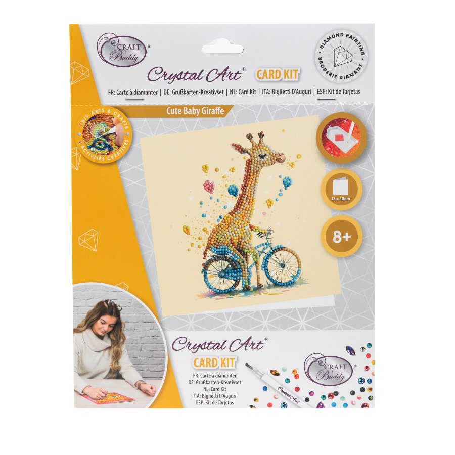 "Cute Baby Giraffe" Crystal Art Card Front Packaging