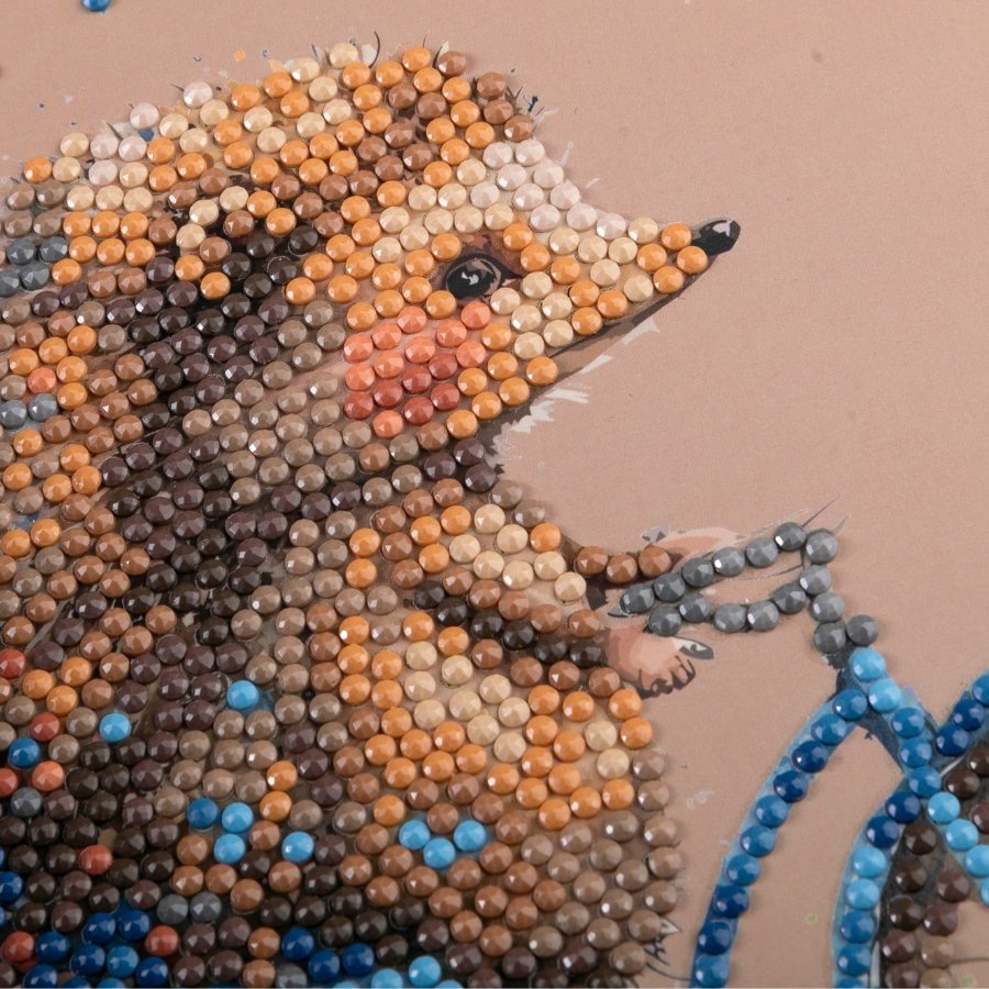 "Cute Baby Hedgehog" Crystal Art Card Close Up