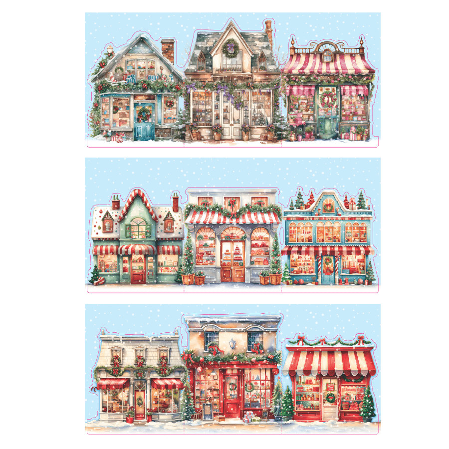Cute Christmas Village Card Making Kit x 24 Cards