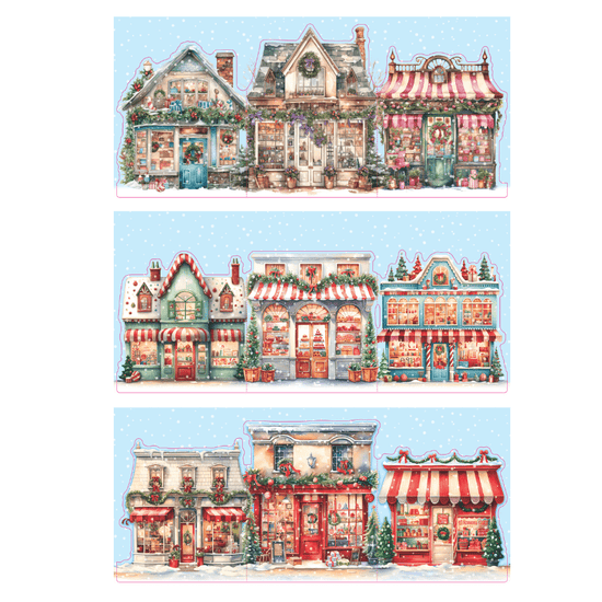 Cute Christmas Village Card Making Kit x 24 Cards