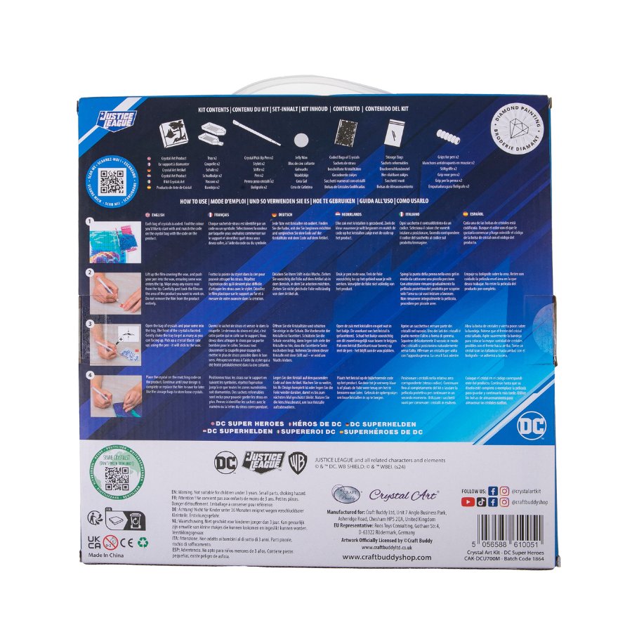 "DC Heroes" DC Comics Crystal Art Kit 30x30cm Back Packaging